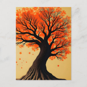 Carte Postale Arbre d'automne surréaliste Orange