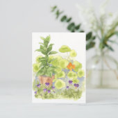 Carte Postale Arbre de baie Herbe de Nasturium Jardin Aquarelle (Debout devant)