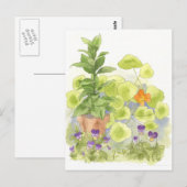 Carte Postale Arbre de baie Herbe de Nasturium Jardin Aquarelle (Devant / Derrière)