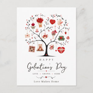 Carte Postale Arbre de cœur à l'aquarelle Galentine