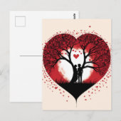 Carte Postale Arbre de coeur de Valentines (Devant / Derrière)