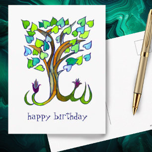 Carte Postale Arbre de cœur joyeux anniversaire personnalisé