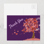 Carte Postale Arbre de coeurs mignons coeurs merci (Devant / Derrière)