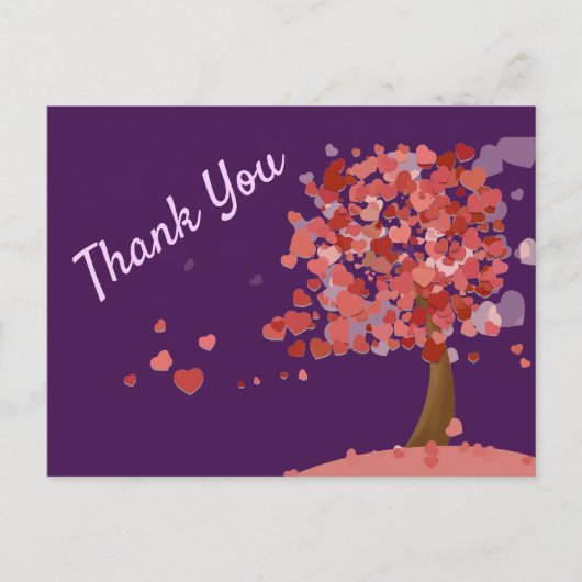Carte Postale Arbre de coeurs mignons coeurs merci (Devant)