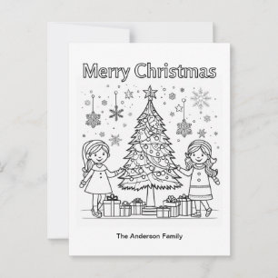 Carte Postale Arbre de coloriage festif pour enfants Joyeux Noël