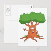 Carte Postale arbre de dessin animé heureux (Devant / Derrière)