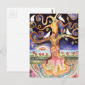 Carte Postale ARBRE DE LA VIE Aquarelle colombes (Devant / Derrière)