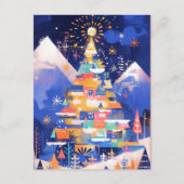 Carte Postale Arbre de Noël Abstrait Coloré (Devant)