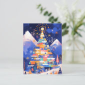 Carte Postale Arbre de Noël Abstrait Coloré (Debout devant)