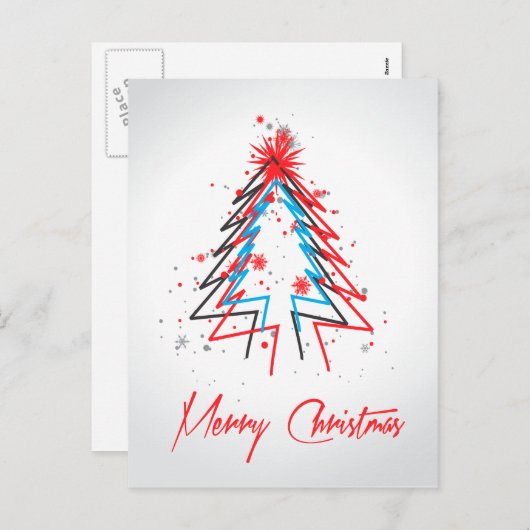 Carte postale Arbre de Noël Abstraite (Devant / Derrière)