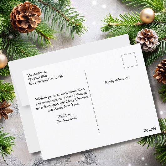 Carte Postale Arbre de Noël amusant dans l'avion 2 Photos de fam