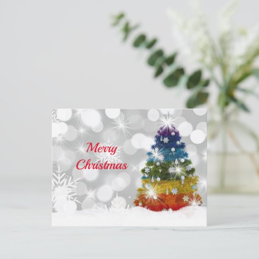 Carte Postale Arbre de Noël Arbre en arc-en-ciel Noël Graphique  (Debout devant)