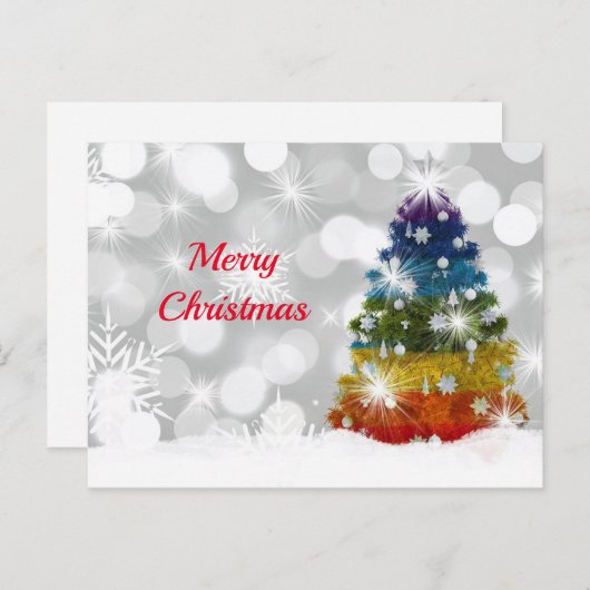 Carte Postale Arbre de Noël Arbre en arc-en-ciel Noël Graphique  (Devant / Derrière)