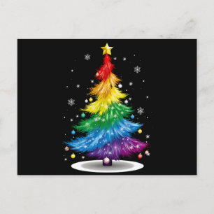 Carte Postale Arbre de Noël arc-en-ciel Fierté LGBT Gay Joyeux N