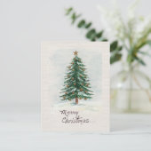 Carte Postale Arbre de Noël au style aquarelle ancienne dans la  (Debout devant)