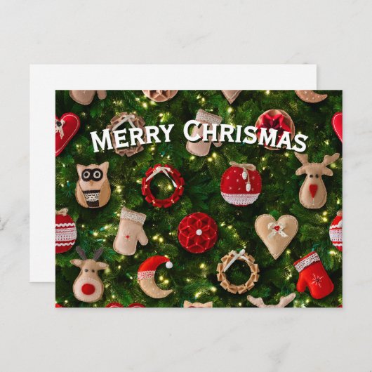 Carte Postale Arbre de Noël avec des jouets en feutre (Devant / Derrière)