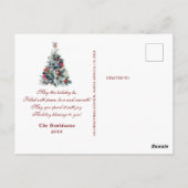 Carte Postale Arbre de Noël Berries voeux de vacances Monogramme (Dos)