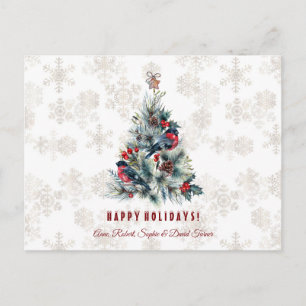 Carte Postale Arbre de Noël Berries voeux de vacances Monogramme