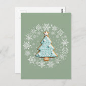 Carte Postale Arbre de Noël Blanc Noël, pain d'épices Cookie (Devant / Derrière)