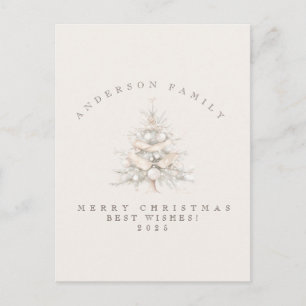 Carte Postale Arbre de Noël blanc traditionnel familial personna