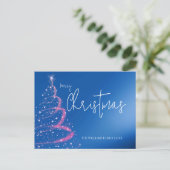 Carte Postale Arbre de Noël bleu électrique moderne (Debout devant)