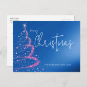 Carte Postale Arbre de Noël bleu électrique moderne (Devant / Derrière)