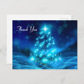 Carte Postale Arbre de Noël bleu électrique moderne Merci (Devant / Derrière)