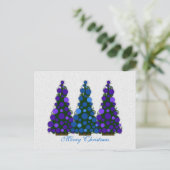 Carte postale Arbre de Noël bleu et violet (Debout devant)