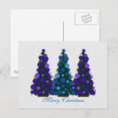 Carte postale Arbre de Noël bleu et violet (Devant / Derrière)