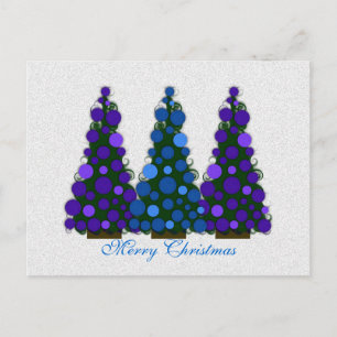 Carte postale Arbre de Noël bleu et violet
