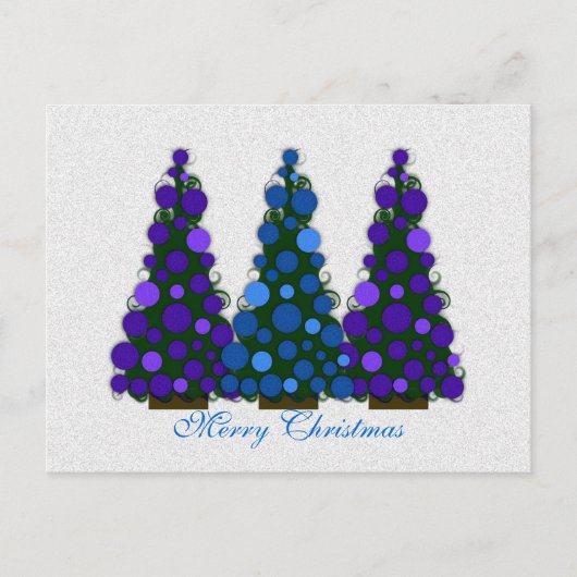 Carte postale Arbre de Noël bleu et violet (Devant)