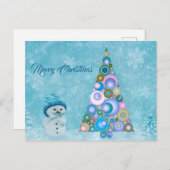 Carte Postale Arbre de Noël coloré Turquoise (Devant / Derrière)