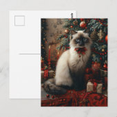 Carte Postale Arbre de Noël de Chat Balinais avec cloches Jingle (Devant / Derrière)