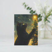Carte Postale Arbre de Noël de chat noir (Debout devant)