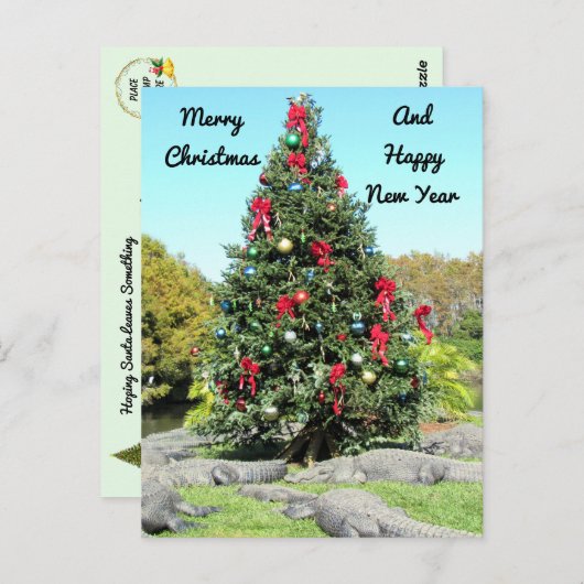 Carte Postale Arbre de Noël de Floride Gator (Devant / Derrière)