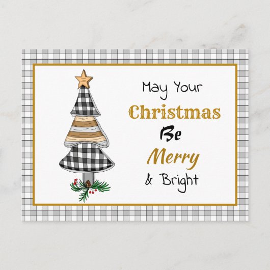 Carte Postale Arbre de Noël de la campagne | Merry et Bright Ca (Devant)