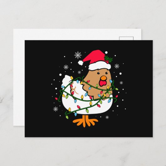 Carte Postale Arbre de Noël de poulet, Noël de l'amant de poulet (Devant / Derrière)