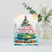 Carte Postale Arbre de Noël décoratif saisonnier (Debout devant)