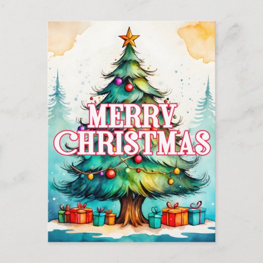 Carte Postale Arbre de Noël décoratif saisonnier (Devant)