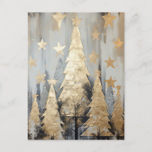 Carte Postale Arbre de Noël doré abstrait