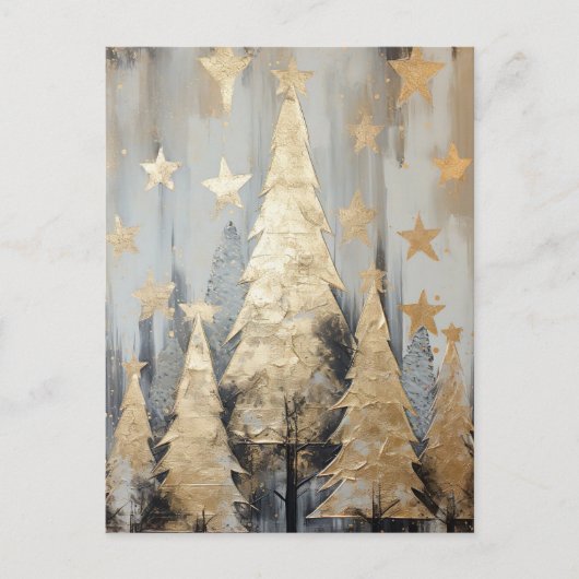 Carte Postale Arbre de Noël doré abstrait (Devant)