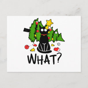 Carte Postale Arbre de Noël drôle chat noir Noël joyeux Santa hu