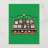 Carte Postale Arbre de Noël en Sushi Festif - Art Pixel mignon (Devant)
