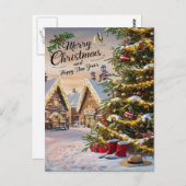 Carte Postale Arbre de Noël Enchanté sous la Neige (Devant / Derrière)