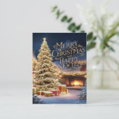 Carte Postale Arbre de Noël festif avec des présentoirs par chem (Debout devant)