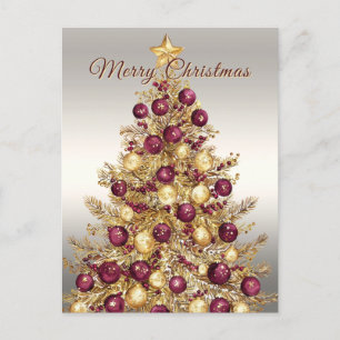Carte Postale Arbre de Noël Fêtes de Bourgogne doré