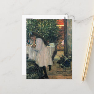 Carte Postale Arbre de Noël Fille et bébé Art Vintage