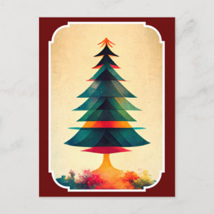 Carte Postale Arbre de Noël Joyfull Design géométrique