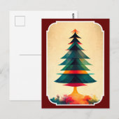Carte Postale Arbre de Noël Joyfull Design géométrique (Devant / Derrière)