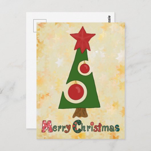 Carte Postale arbre de Noël moderne (Devant / Derrière)